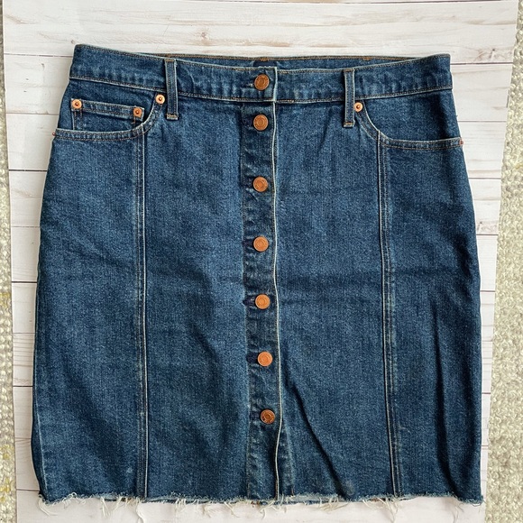 Gap Blue High Rise Button-front Denim Skirt - Picture 2 of 5